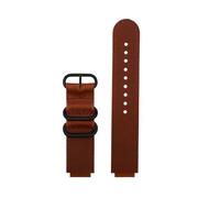 ewgrkba 18 mm Flansch-Uhrenarmband aus Nylon-Rindsleder, kompatibel mit Casio DW-H5600, schwarzes Armeegrün, blaues und silber/schwarzes Knopfarmband(P-darkbrown-black)