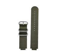 ewgrkba 18 mm Flansch-Uhrenarmband aus Nylon-Rindsleder, kompatibel mit Casio DW-H5600, schwarzes Armeegrün, blaues und silber/schwarzes Knopfarmband(N-armygreen-silver)