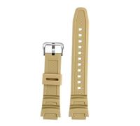 ewgrkba 18 mm, kompatibel mit Casio-Uhrenarmband DW-291H/290 W-218H/219H AQ-S810W AEQ-110BW AE1200/1000/1300, wasserdicht, Silikonharz-Armband(Khaki-silver)