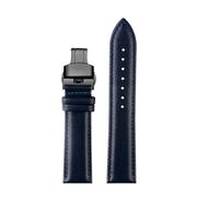 ewgrkba 20 mm 22 mm Rindslederarmband, kompatibel mit Casio EDIFICE EFV540 EFS-S500 EFR-303 EFR-552, echtes Lederarmband, Herrenarmband mit Faltschließe(D blue black Folding,22mm)