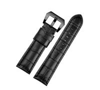 ewgrkba 22 mm, 24 mm, 26 mm, Alligator-strukturiertes Rindsleder-Uhrenarmband, kompatibel mit Panerai Herren-Uhrenarmband in Braun und Blau, Stahl-Dornschließe(Black black buckle,26mm)