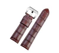 ewgrkba 22 mm, 24 mm, 26 mm, Alligator-strukturiertes Rindsleder-Uhrenarmband, kompatibel mit Panerai Herren-Uhrenarmband in Braun und Blau, Stahl-Dornschließe(Brown -silver buckle,24mm)