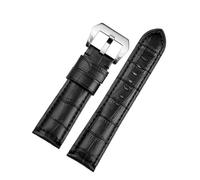 ewgrkba 22 mm, 24 mm, 26 mm, Alligator-strukturiertes Rindsleder-Uhrenarmband, kompatibel mit Panerai Herren-Uhrenarmband in Braun und Blau, Stahl-Dornschließe(Black silver buckle,24mm)