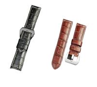 ewgrkba 22 mm, 24 mm, 26 mm, Alligator-strukturiertes Rindsleder-Uhrenarmband, kompatibel mit Panerai Herren-Uhrenarmband in Braun und Blau, Stahl-Dornschließe(Blue red silver,24mm)