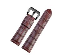 ewgrkba 22 mm, 24 mm, 26 mm, Alligator-strukturiertes Rindsleder-Uhrenarmband, kompatibel mit Panerai Herren-Uhrenarmband in Braun und Blau, Stahl-Dornschließe(Brown -black buckle,22mm)