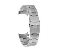 ewgrkba 22 mm Arc Mouth Uhrenarmband, kompatibel mit Casio Watch Strao MDV-106 MDV-107 MDV-106D MTP-VD01, Edelstahl-Metall-Herrenarmband, schwarzes Armband(Silver Three)