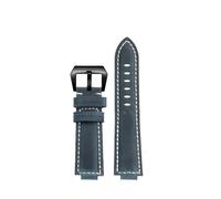 ewgrkba 24 mm Rindsleder-Uhrenarmband, kompatibel mit Casio GST-B400/GST-B200, schwarz-blaues und silberfarbenes/schwarzes Knopfarmband(Blue-black,For GST-B400)