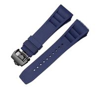 ewgrkba 25 mm schwarzes rotes grünes graues blaues gelbes orangefarbenes Gummiarmband, kompatibel mit Richard Mille-Armband for RM011 Mille-Silikonarmband(Blue-black)