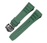 ewgrkba 25 mm schwarzes rotes grünes graues blaues gelbes orangefarbenes Gummiarmband, kompatibel mit Richard Mille-Armband for RM011 Mille-Silikonarmband(Green-black)