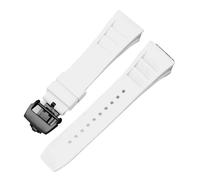 ewgrkba 25 mm schwarzes rotes grünes graues blaues gelbes orangefarbenes Gummiarmband, kompatibel mit Richard Mille-Armband for RM011 Mille-Silikonarmband(White-black)