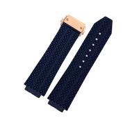 ewgrkba 25 x 9 mm Gummi-Uhrenarmband, kompatibel mit BIG BANG Yubo Big Bang Classic Fusion, Silicagel-Uhrenarmband, kompatible Herren-Uhrenkette(02blue-rosegold,26-19mm)