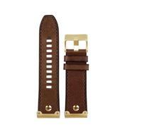 ewgrkba 26 mm Uhrenarmband aus Leder, kompatibel mit Diesel DZ4318 DZ4283 DZ4281 DZ4323 DZ7343, Vintage-Uhrenarmband aus braunem Rindsleder, Retro-Herrenarmband(A brown golden pin,24mm)