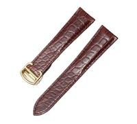 ewgrkba Alligatorlederarmband, kompatibel mit Cartier Solo Tank London, echtes Leder, schwarz-braunes Uhrenarmband, kompatibel mit Herren und Damen, 16 18 20 22 24 mm(Brown-gold,25mm)