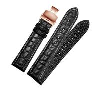 ewgrkba Doppelseitiges Krokodillederband, kompatibel mit Armbanduhrenarmbändern 18 mm, 19 mm, 20 mm, 21 mm, 22 mm, for Herrenarmbänder(Noir,Width 20mm)