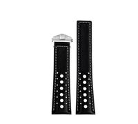 ewgrkba Echtleder-Armbanduhrarmband, kompatibel mit TAG Heuer Monaco-Armband CAW211M 211P CAW211R 211T, atmungsaktive Herren-Faltschließe(Black -Grey line-S)