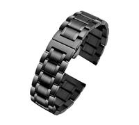 ewgrkba Edelstahl-Uhrenarmband, kompatibel mit Citizen, Seiko, Casio, Stahl, Herren- und Damenarmband, 20 mm, Armband aus Silber, Schwarz, Gold, massives Uhrenarmband(Noir,22mm)