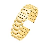 ewgrkba Edelstahl-Uhrenarmband, kompatibel mit Citizen, Seiko, Casio, Stahl, Herren- und Damenarmband, 20 mm, Armband aus Silber, Schwarz, Gold, massives Uhrenarmband(Gold,18mm)