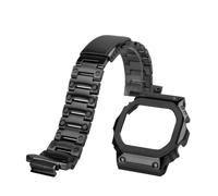 ewgrkba G-Refit GM5600 Mod Kit Edelstahlgehäuse Lünette Armband Kompatibel mit Casio GM-5600 Metallarmbandgehäuse G-Shock Herrenarmband + Werkzeuge(Black case-strap)
