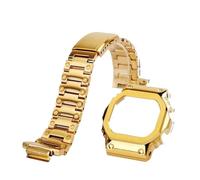 ewgrkba G-Refit GM5600 Mod Kit Edelstahlgehäuse Lünette Armband Kompatibel mit Casio GM-5600 Metallarmbandgehäuse G-Shock Herrenarmband + Werkzeuge(Gold case-strap)