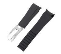 ewgrkba Gummiuhr, kompatibel mit Rolex, Schwarz, Grün, Blau, Wassergeist, Ditongna GMT, Gummi, B, Silikon-Uhrenkette, 20 mm, 21 mm(Black Silver,20mm)