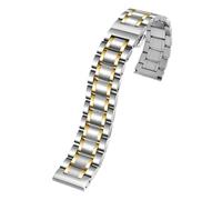 ewgrkba Kompatibel mit Tissot Rossini Longines Edelstahlarmband mit gebogenem Ende, 14 16 17 18 19 mm, 20 mm, 21 mm, 22 mm, 23 mm, 24 mm, Stahlband-Uhrenarmband(Silver gold,18mm)
