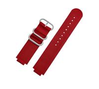 ewgrkba Konvexes 16-mm-Uhrenarmband, kompatibel mit Casio GM110 GM2100 GA900 GBA-800 GBD-800 GA-800, modifiziertes Nylon-Canvas-Uhrenarmband for Herren(Red Silver Buckle)