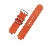 ewgrkba Konvexes 16-mm-Uhrenarmband, kompatibel mit Casio GM110 GM2100 GA900 GBA-800 GBD-800 GA-800, modifiziertes Nylon-Canvas-Uhrenarmband for Herren(Orange Silver Buckle)