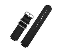 ewgrkba Konvexes 16-mm-Uhrenarmband, kompatibel mit Casio GM110 GM2100 GA900 GBA-800 GBD-800 GA-800, modifiziertes Nylon-Canvas-Uhrenarmband for Herren(Black Silver Buckle)