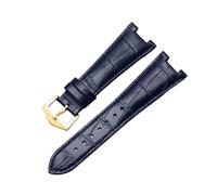 ewgrkba Leder-Uhrenarmband, kompatibel mit Patek Philippe 5711 5712G Nautilus-Uhren, Herren- und Damen-Uhrenarmband mit konkaver, konvexer Öffnung, 25-12 mm(Blue-gold)