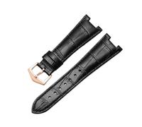 ewgrkba Leder-Uhrenarmband, kompatibel mit Patek Philippe 5711 5712G Nautilus-Uhren, Herren- und Damen-Uhrenarmband mit konkaver, konvexer Öffnung, 25-12 mm(Black-rosegold)