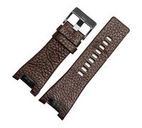 ewgrkba Lederarmband for Uhren, kompatibel mit Diesel DZ1216, DZ1273, DZ4246, DZ4247, DZ4287, Armband for Herren, Armbanduhren, Kerbenband, 32 mm(B Brown black)