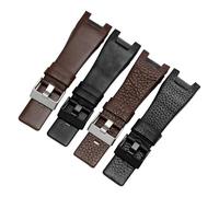 ewgrkba Lederarmband for Uhren, kompatibel mit Diesel DZ1216, DZ1273, DZ4246, DZ4247, DZ4287, Armband for Herren, Armbanduhren, Kerbenband, 32 mm(B Black silver)