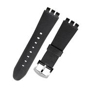 ewgrkba Lederarmband for Uhren, kompatibel mit Swatch IRONY YOS440 449 448 401G, Uhrenzubehör, Armband, 23 mm, Herrenarmband(Black silicone,23mm silver clasp)