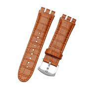 ewgrkba Lederarmband for Uhren, kompatibel mit Swatch IRONY YOS440 449 448 401G, Uhrenzubehör, Armband, 23 mm, Herrenarmband(A light brown,23mm black clasp)