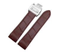 ewgrkba Lederarmband kompatibel mit Cartier Santos 100 Uhrenarmband Herren Damen Santos Klebekopf Gürtel Faltarmband 23mm(Brown Silver,23mm)