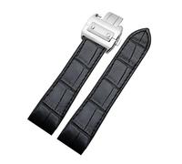 ewgrkba Lederarmband kompatibel mit Cartier Santos 100 Uhrenarmband Herren Damen Santos Klebekopf Gürtel Faltarmband 23mm(Black Silver,23mm)