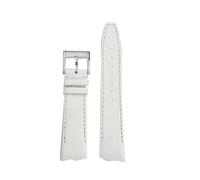 ewgrkba Lederarmband kompatibel mit Hamilton VENTURA H24525331 H24585331 24551331 H24595331 Rindslederarmband Herrenuhr Zubehör 21 mm(White-silver)