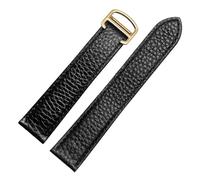 ewgrkba Litschi-Lederarmband, kompatibel mit Cartier TANK SOLO RONDE DE Lychee-Grain-Armband, Leder, 20, 23, 25 mm, Uhrenzubehör(Black-gold,23mm)