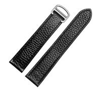 ewgrkba Litschi-Lederarmband, kompatibel mit Cartier TANK SOLO RONDE DE Lychee-Grain-Armband, Leder, 20, 23, 25 mm, Uhrenzubehör(Black-Silver,22mm)