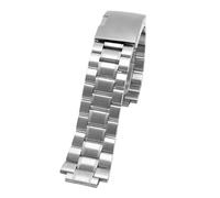 ewgrkba Massives Edelstahl-Armband, kompatibel mit Timex T2N720, T2N721, T2N739, Uhrenarmband, silberfarbenes schwarzes Armband, 24 x 16 mm, Uhrenarmband aus Metall(Silver fold buckle)