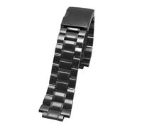 ewgrkba Massives Edelstahl-Armband, kompatibel mit Timex T2N720, T2N721, T2N739, Uhrenarmband, silberfarbenes schwarzes Armband, 24 x 16 mm, Uhrenarmband aus Metall(Black fold buckle)