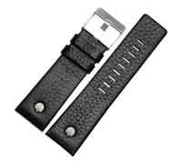 ewgrkba Neues modisches Rindslederarmband mit Nieten-Uhrenarmband, kompatibel mit Diesel DZ7313 DZ7333 7322 7257 4318 7348 7334 Ersatz(Black silver buckle,30mm)