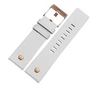 ewgrkba Neues modisches Rindslederarmband mit Nieten-Uhrenarmband, kompatibel mit Diesel DZ7313 DZ7333 7322 7257 4318 7348 7334 Ersatz(White x rose gold,22mm)