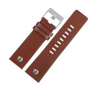 ewgrkba Neues modisches Rindslederarmband mit Nieten-Uhrenarmband, kompatibel mit Diesel DZ7313 DZ7333 7322 7257 4318 7348 7334 Ersatz(Plain brown x silver,26mm)