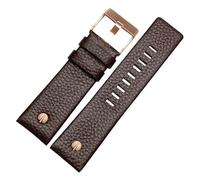 ewgrkba Neues modisches Rindslederarmband mit Nieten-Uhrenarmband, kompatibel mit Diesel DZ7313 DZ7333 7322 7257 4318 7348 7334 Ersatz(Brown x rose gold,28mm)