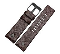 ewgrkba Neues modisches Rindslederarmband mit Nieten-Uhrenarmband, kompatibel mit Diesel DZ7313 DZ7333 7322 7257 4318 7348 7334 Ersatz(Brown Black buckle,30mm)