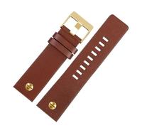 ewgrkba Neues modisches Rindslederarmband mit Nieten-Uhrenarmband, kompatibel mit Diesel DZ7313 DZ7333 7322 7257 4318 7348 7334 Ersatz(Plain brown x gold,22mm)