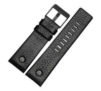 ewgrkba Neues modisches Rindslederarmband mit Nieten-Uhrenarmband, kompatibel mit Diesel DZ7313 DZ7333 7322 7257 4318 7348 7334 Ersatz(Black Black buckle,26mm)