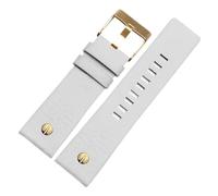 ewgrkba Neues modisches Rindslederarmband mit Nieten-Uhrenarmband, kompatibel mit Diesel DZ7313 DZ7333 7322 7257 4318 7348 7334 Ersatz(White Gold buckle,30mm)