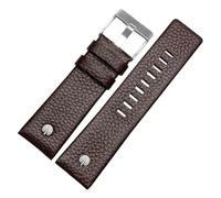 ewgrkba Neues modisches Rindslederarmband mit Nieten-Uhrenarmband, kompatibel mit Diesel DZ7313 DZ7333 7322 7257 4318 7348 7334 Ersatz(Brown silver buckle,30mm)